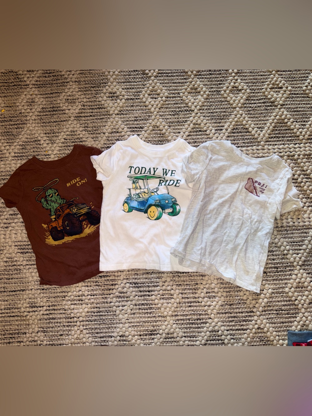 Old Navy Boys Graphic Tee Trio - Brown, White, Light Gray